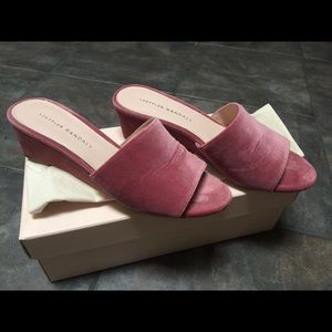 Loeffler Randall velvet slides, size 7